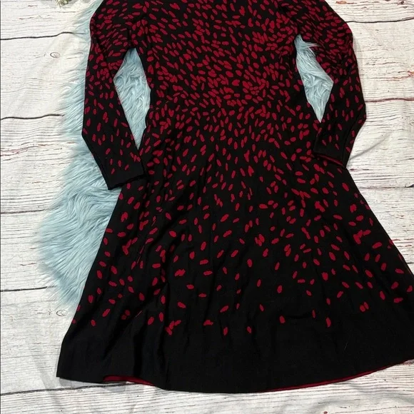 Hobbs London Black Red Jodie Knitted A-line Dress - Picture 6 of 8